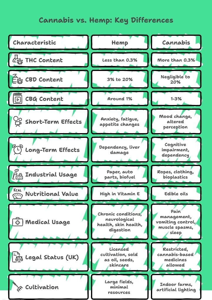 Top Differences Between Cannabis and Hemp